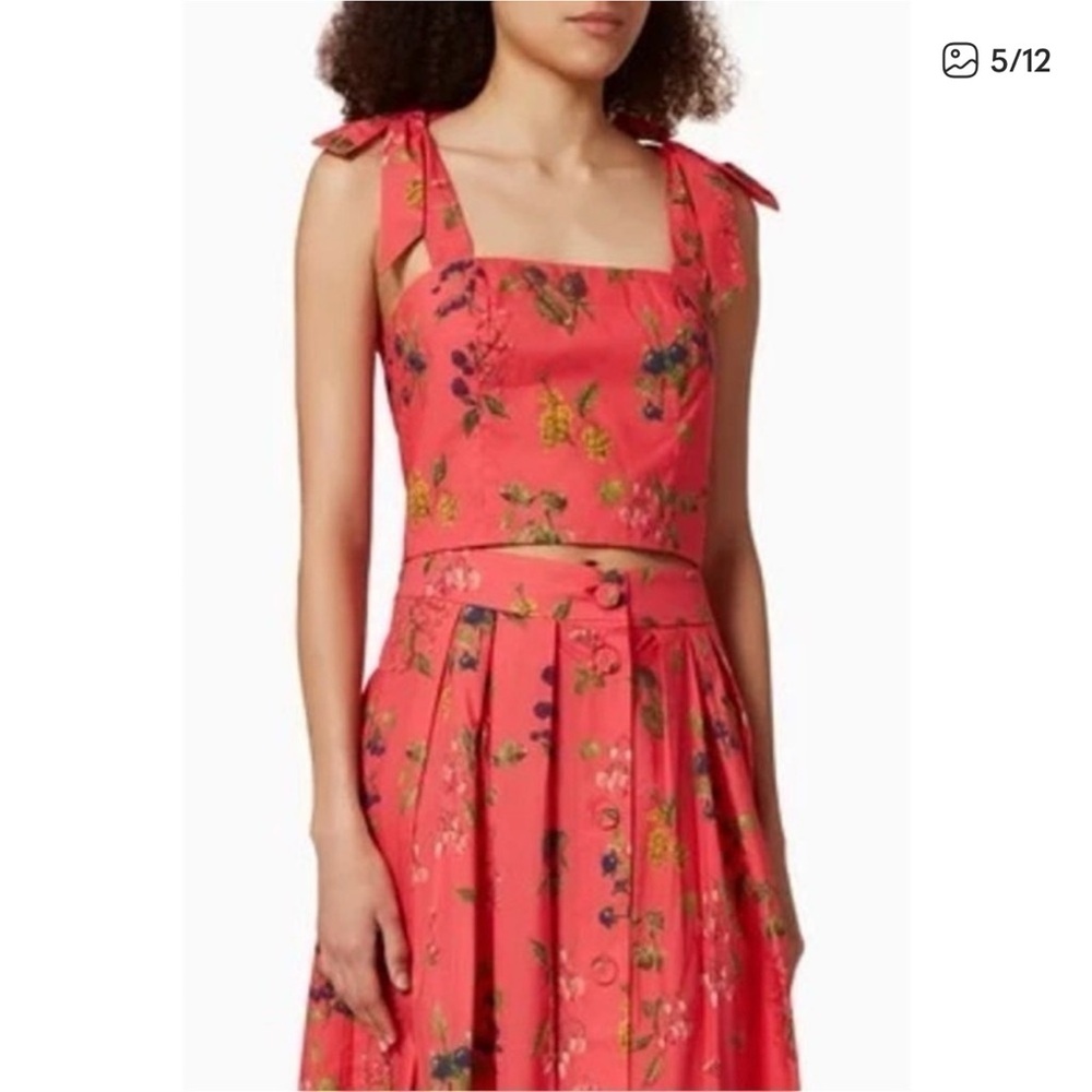 Cara Cara Coral Botanical Marge Midi Skirt and Helena Top - Picture 4 of 7